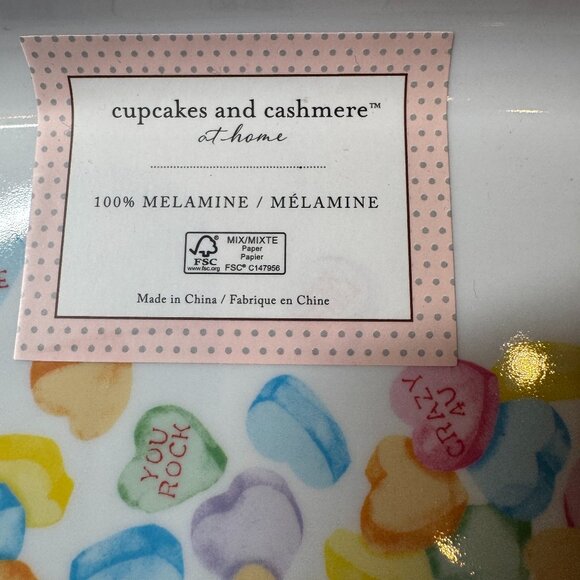 Cupcakes & Cashmere Heart candies‎  Print Flutter Serving Platter NEW WITH TAG - Picture 2 of 9
